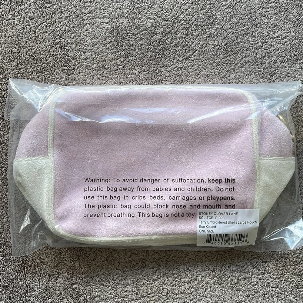 Stoney Clover Lane NWT SEASHELL embroidered TERRY Large POUCH